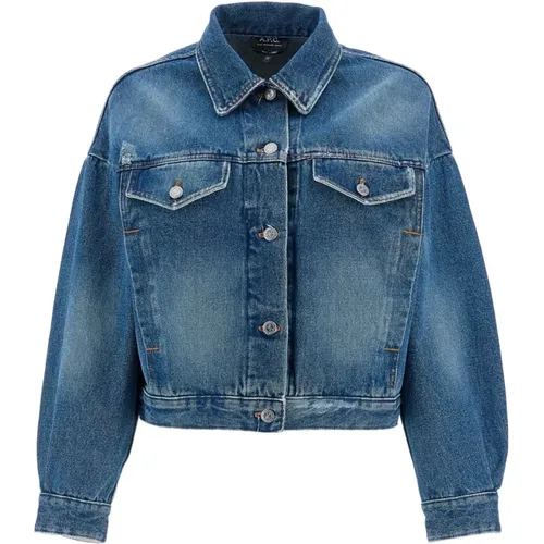 Verwaschene Denim Distressed Jacke , Damen, Größe: XS - A.P.C. - Modalova