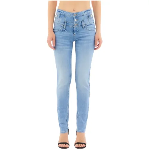 Skinny Jeans mit hoher Taille und stilvollen Details , Damen, Größe: W30 - Liu Jo - Modalova