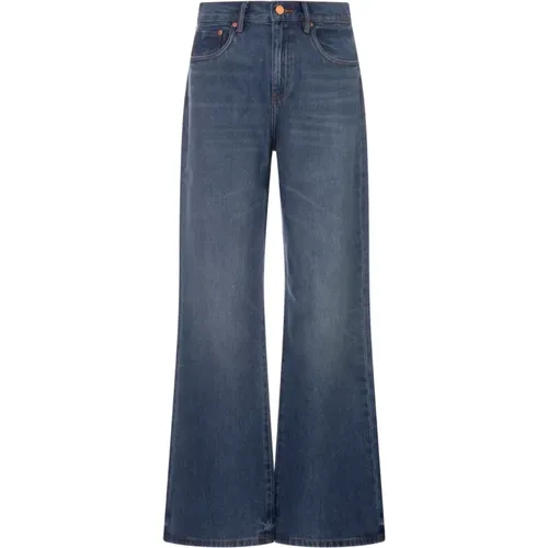 Wide Leg Jeans Medium Indigo , Damen, Größe: W27 - Purple Brand - Modalova