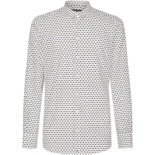 Cotton Shirt with Logo Pattern , male, Sizes: XL, L - Dolce & Gabbana - Modalova