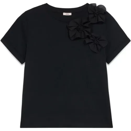 Blumen T-Shirt , Damen, Größe: M - Oltre - Modalova