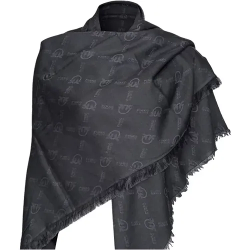 Cotton and Modal Jacquard Scarf with Monogram Design , female, Sizes: ONE SIZE - pinko - Modalova