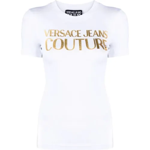 Weiße T-Shirt und Polo Kollektion , Damen, Größe: M - Versace Jeans Couture - Modalova