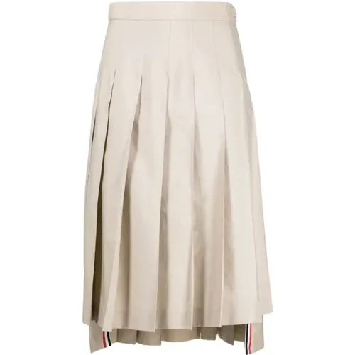 Pleated Midi Skirt with RWB Stripes , female, Sizes: 2XS, XS - Thom Browne - Modalova