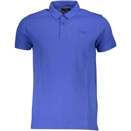 Blaues Baumwoll-Poloshirt mit Stickerei , Herren, Größe: 2XL - Cavalli Class - Modalova