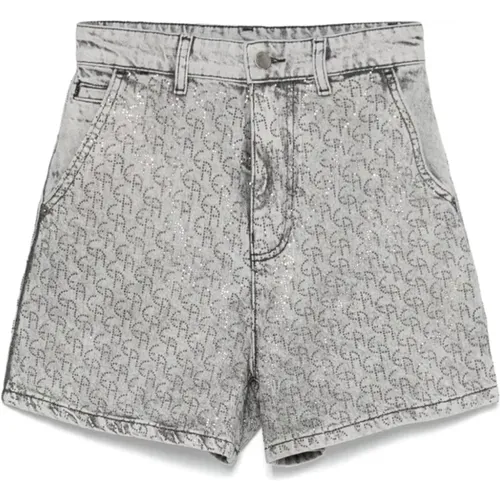 Grey Denim Monogram Shorts , female, Sizes: W25, W28, W26, W27, W29 - Emporio Armani - Modalova