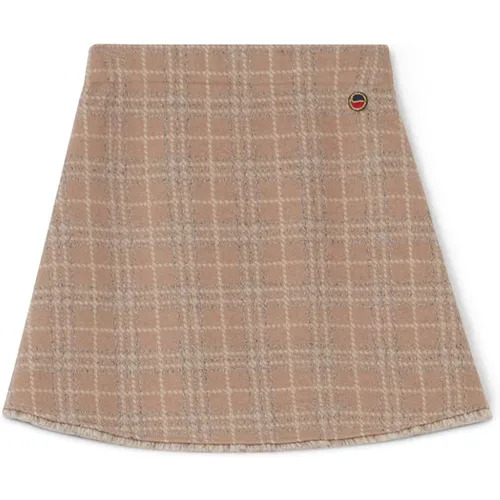 Toffee Check Skirt with Fringes , female, Sizes: L, M, XS, S - Busnel - Modalova
