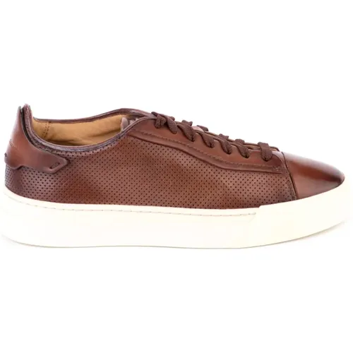 Drilled Leather Sneakers Mod. Gloria , male, Sizes: 12 UK, 8 UK, 11 UK, 6 1/2 UK, 10 UK, 9 UK - Santoni - Modalova