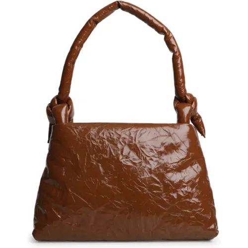 Cognac Calfskin Knot Detail Bag , female, Sizes: ONE SIZE - Kassl Editions - Modalova