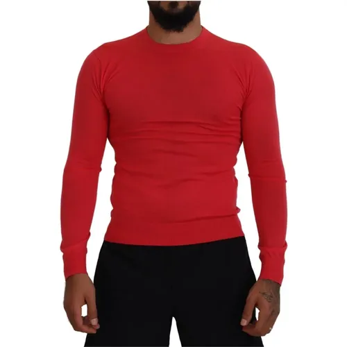 Roter Woll-Crewneck-Pullover , Herren, Größe: S - Dsquared2 - Modalova