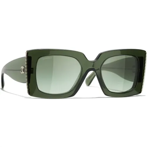Grüne Acetat-Sonnenbrille mit Imitationsperlen - Chanel - Modalova