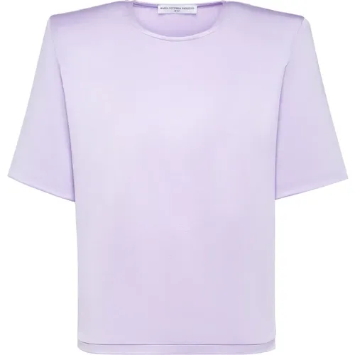 Glänzender Crew Neck T-Shirt , Damen, Größe: S - MVP wardrobe - Modalova