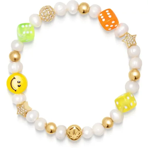 Mens Pair of Dice Pearl Bracelet - Nialaya - Modalova