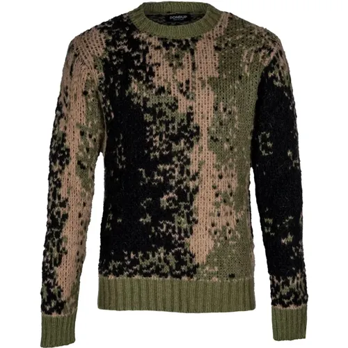 Camouflage Jacquard Wool Sweater , male, Sizes: M - Dondup - Modalova