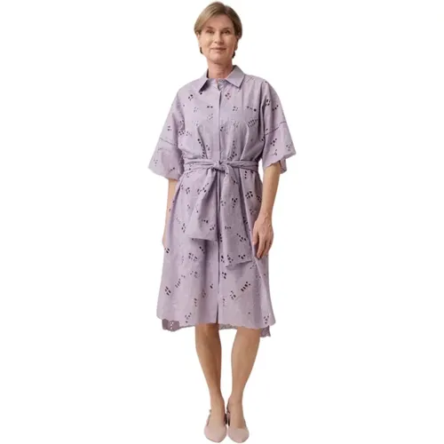 Blumige Midi-Kleid mit Klassischem Kragen , Damen, Größe: XS - D.Exterior - Modalova