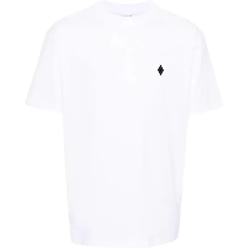 Weiß Schwarz Cross Basic T-Shirt , Herren, Größe: L - Marcelo Burlon - Modalova