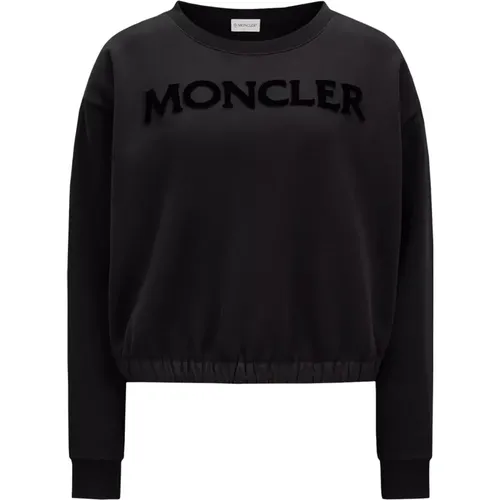 Schwarzer Pullover mit Getuftetem Logo , Damen, Größe: M - Moncler - Modalova