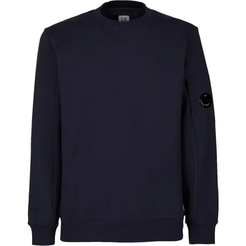 Marineblauer Rundhalsausschnitt Pullover , Herren, Größe: M - C.P. Company - Modalova