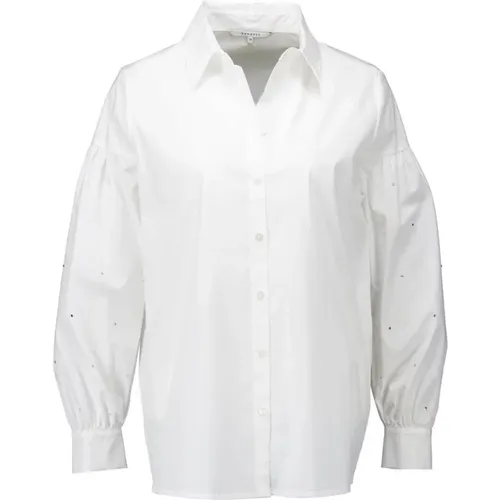 Zeitlose weiße Bluse mit Strassärmeln , Damen, Größe: M - Xandres - Modalova