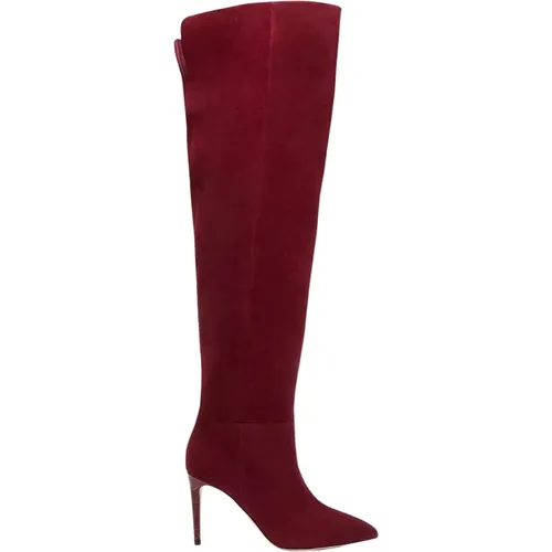 Burgundy Suede Stiletto Boots , female, Sizes: 4 1/2 UK - Paris Texas - Modalova