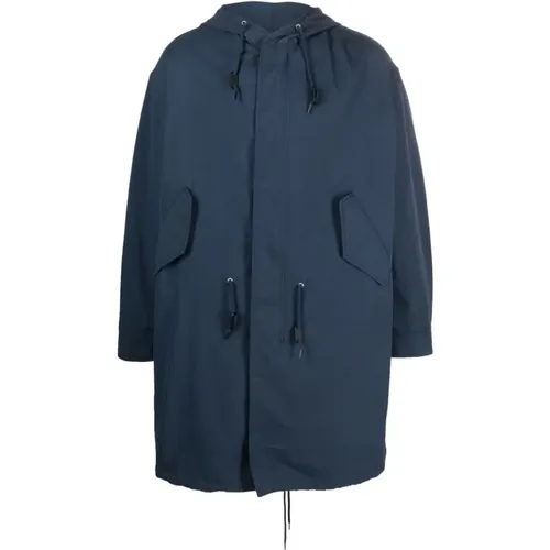 Navy Target Parka with Logo Print , male, Sizes: M - Kenzo - Modalova