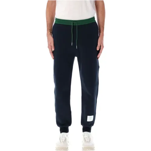 Navy Color Blocked Sweatpants Aw24 , male, Sizes: M, S, L - Thom Browne - Modalova