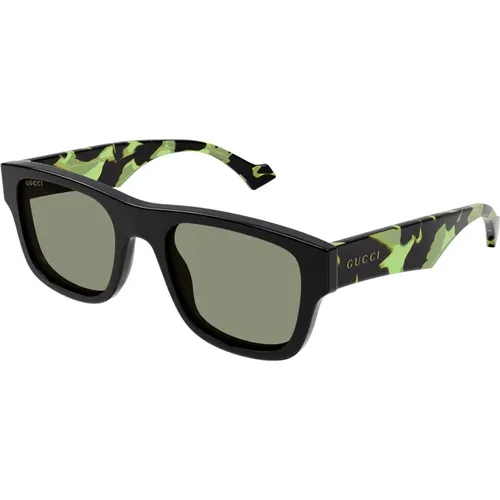 Stylish Sunglasses with Green Lenses , male, Sizes: 53 MM - Gucci - Modalova