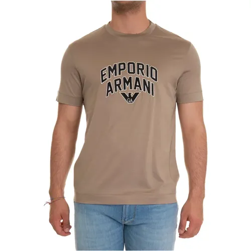 Maxi Logo Rundhals T-Shirt , Herren, Größe: M - Emporio Armani - Modalova