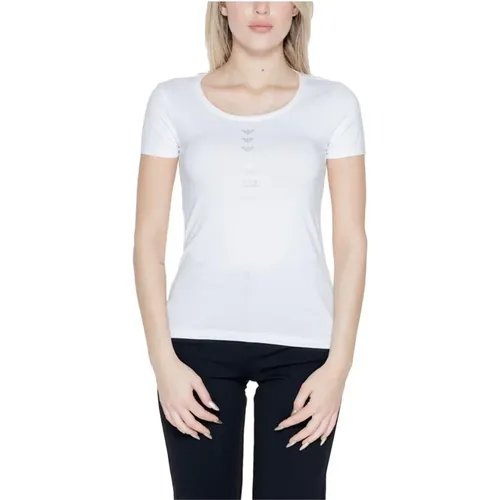 Baumwollmischung Stretch T-Shirt Damenkollektion , Damen, Größe: S - Emporio Armani EA7 - Modalova