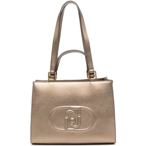 Goldene Kunstlederhandtasche mit graviertem Logo , Damen, Größe: ONE Size - Liu Jo - Modalova