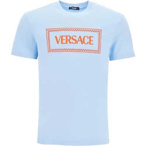 Besticktes Logo T-Shirt , Herren, Größe: L - Versace - Modalova