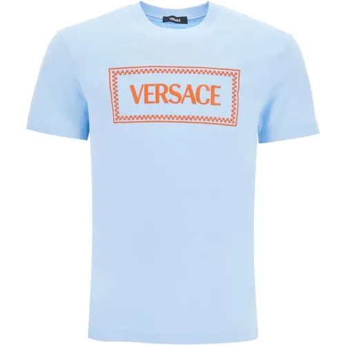 Besticktes Logo T-Shirt , Herren, Größe: S - Versace - Modalova