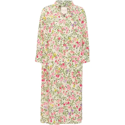 Floral Print Dress with ¾ Sleeves , female, Sizes: L, XL - Part Two - Modalova