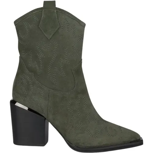 Embroidered Leather Cowboy Ankle Boots , female, Sizes: 5 UK, 8 UK, 4 UK - Alma en Pena - Modalova