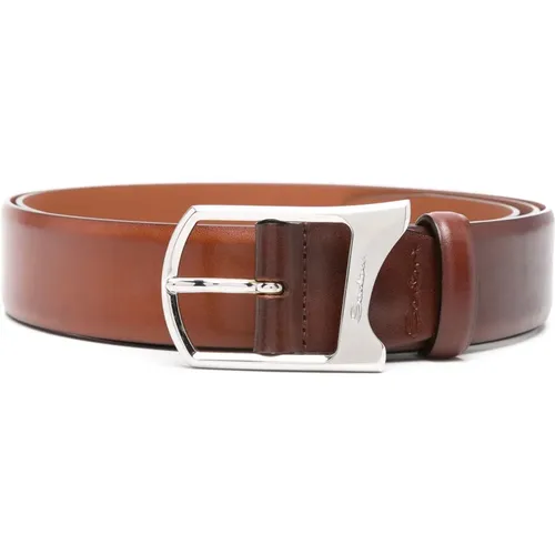 Italian Leather Belt , male, Sizes: ONE SIZE - Santoni - Modalova