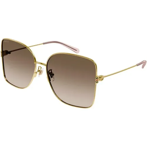Metal Frame Sunglasses in Gold and Grey , female, Sizes: 62 MM - Gucci - Modalova