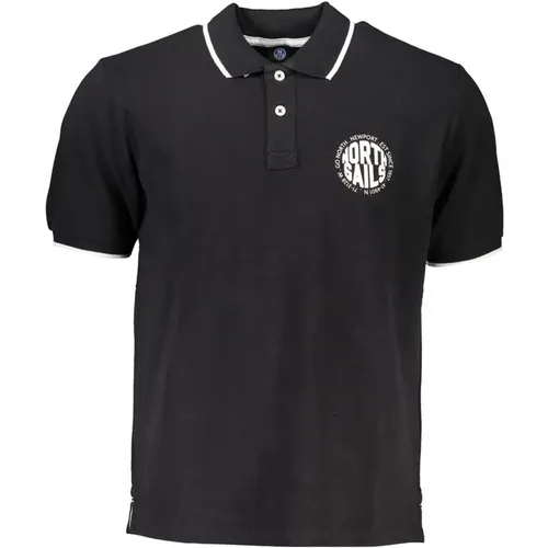 Schwarzes Baumwoll-Poloshirt mit kurzen Ärmeln , Herren, Größe: 2XL - North Sails - Modalova