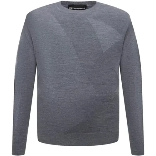 Grauer Langarm Rundhals Pullover , Herren, Größe: 2XL - Armani - Modalova