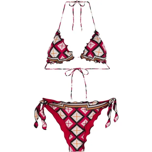 Gerüschter Triangel-Bikini mit Verstellbaren Knoten - Me-Fui - Modalova