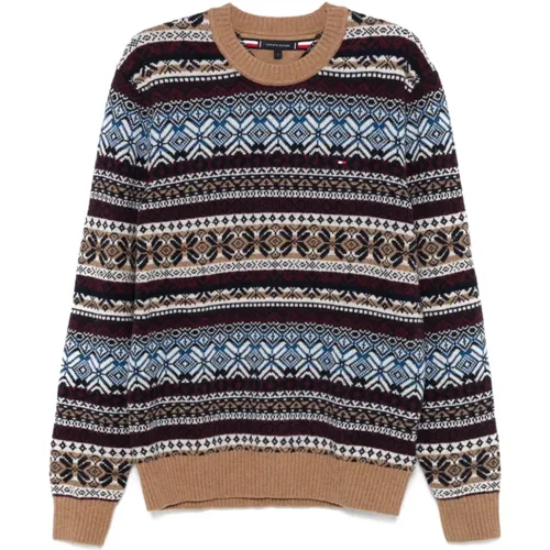 Fair Isle Knit Sweater Blue Multicolour , male, Sizes: S - Tommy Hilfiger - Modalova