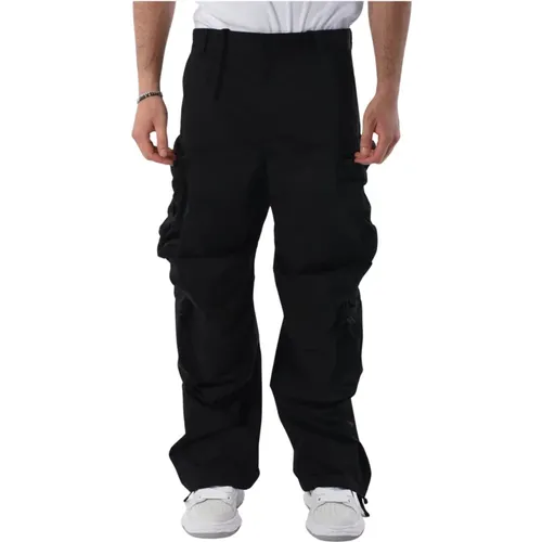 Cargo cotton pants with hidden zip , male, Sizes: L - Diesel - Modalova