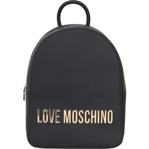 Schwarzer Maxi Lettering Rucksack,Logo Reißverschluss Schultertasche - Love Moschino - Modalova