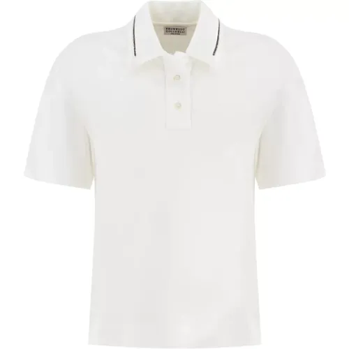 Casual Cotton Polo Shirt with Shiny Buttons , female, Sizes: M, S - BRUNELLO CUCINELLI - Modalova
