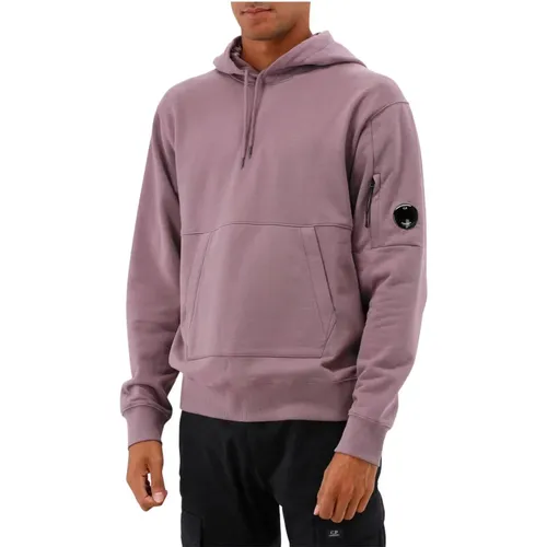 Lila Fleece Hoodie mit Linsendetail , Herren, Größe: M - C.P. Company - Modalova