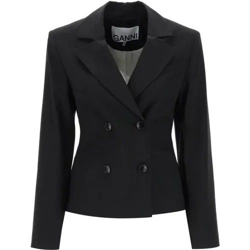 Double Breasted Jacket with Flared Sleeves , female, Sizes: M - Ganni - Modalova