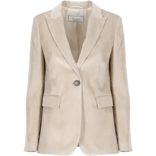 Beiger Blazer mit Peak Revers , Damen, Größe: 2XS - PESERICO - Modalova