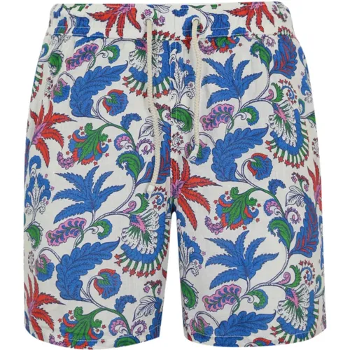 White Linen Swim Shorts Floral Print , male, Sizes: XL, M, S, L - MC2 Saint Barth - Modalova