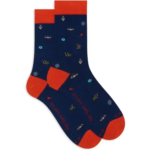 Blaue Baumwollsocken mit Glücksbringer - Gallo - Modalova