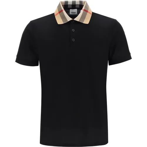 Polo-Shirt mit Karokragen , Herren, Größe: M - Burberry - Modalova