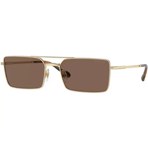 Goldener Rahmen Braune Dunkle Gläser Sonnenbrille - Vogue - Modalova